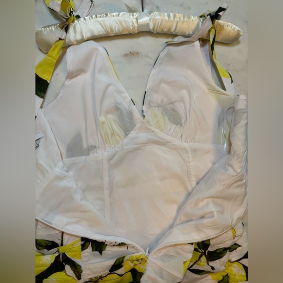 BTFL-Life Small ROUCHED COTTON POPLIN LEMON PRINT MNI DRESS WITH BOTTOM TIERS - Picture 7 of 12